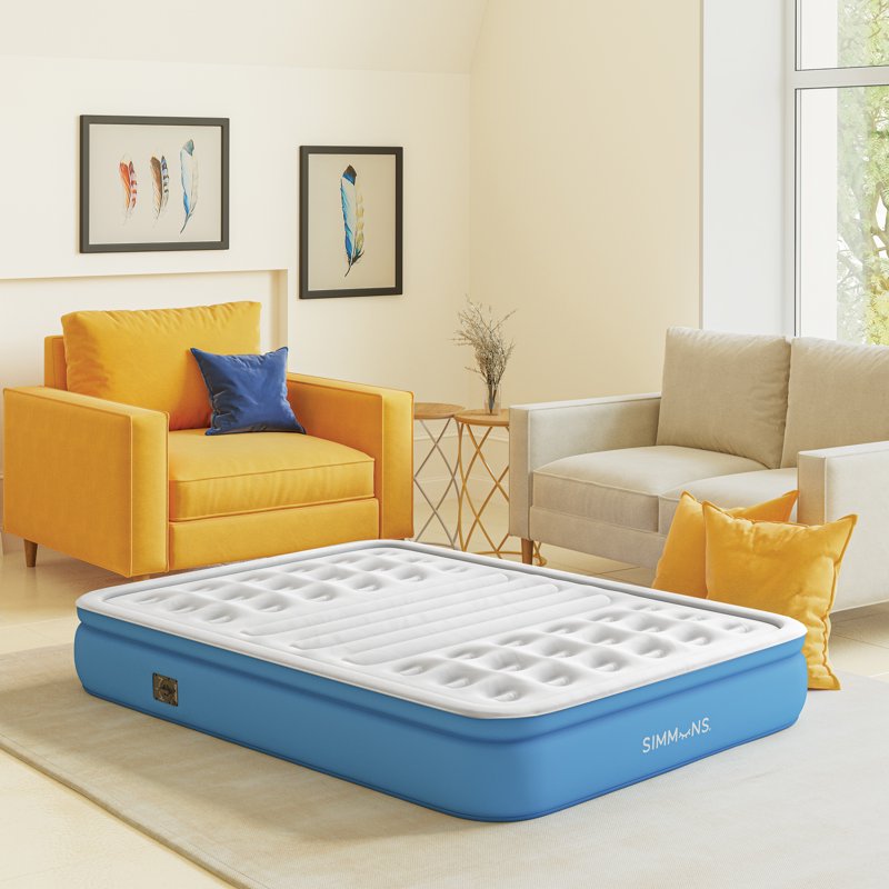 Queen Inflatable Air Bed Mattress with Built-in Pump and Lumbar Support