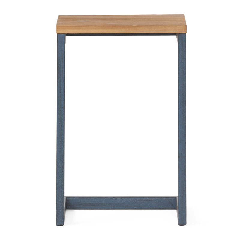 C-Shaped Accent Side Table - Antique Firwood & Iron Frame