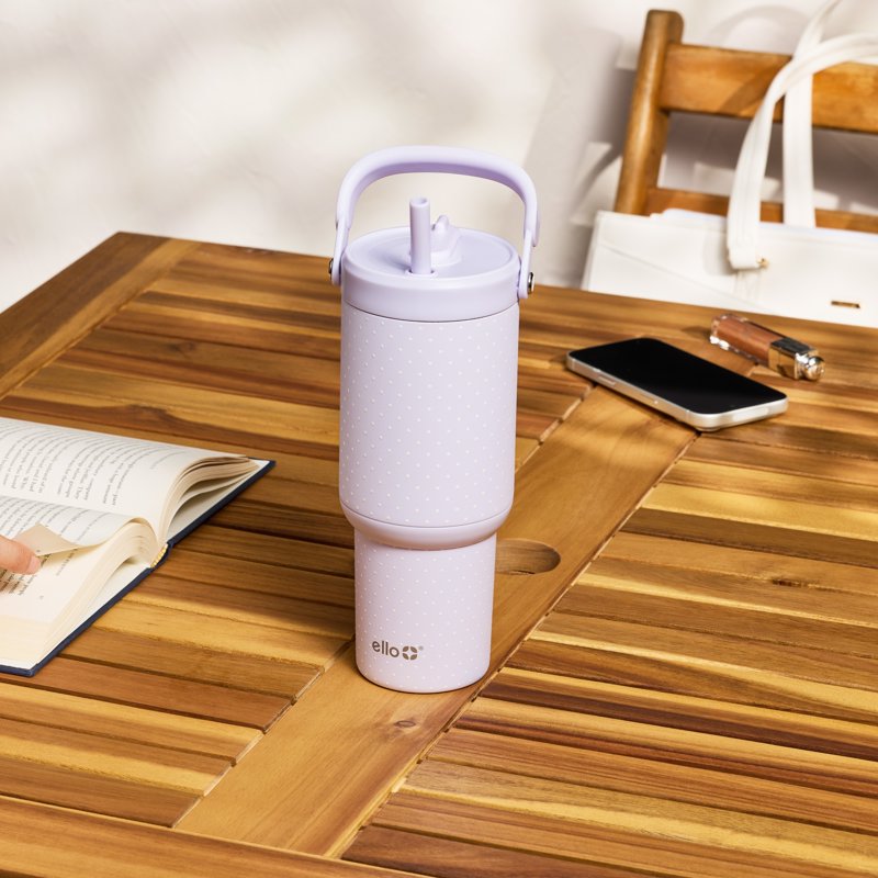 24oz Stainless Steel Tumbler with Handle & Straw - Pinpoint Purple, Dots