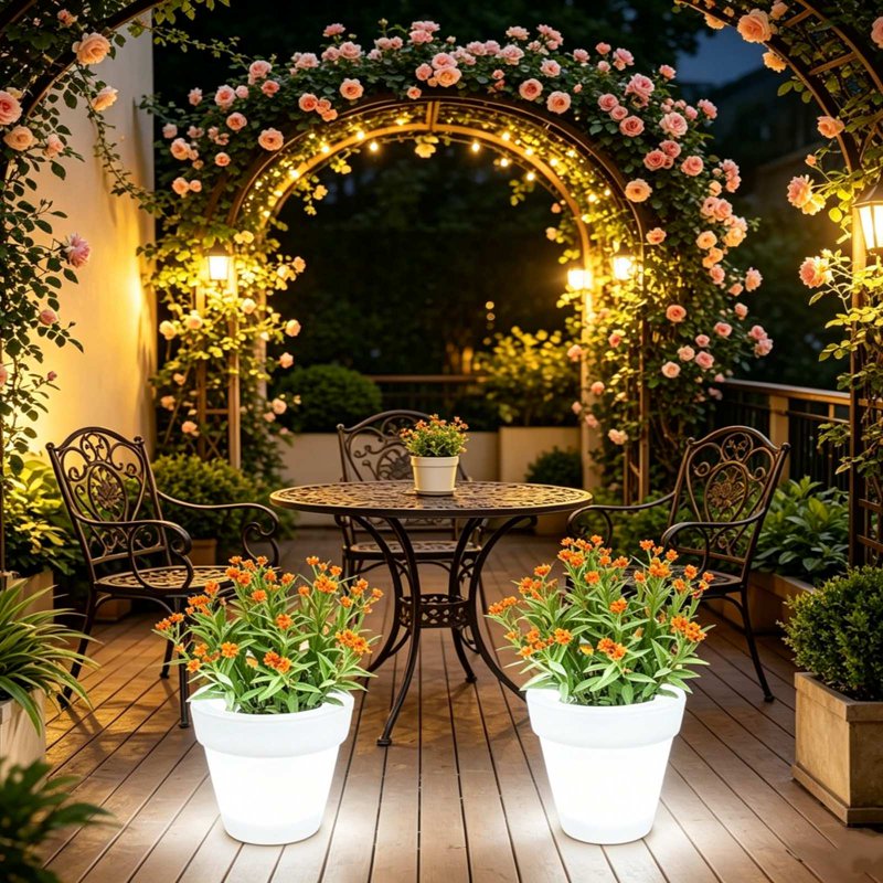 Solar Flower Pot Lights J - Waterproof Outdoor LED Garden Decor