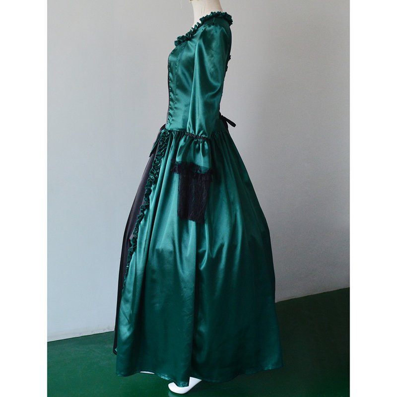Plus Size Victorian Lace Up Flare Sleeve Ball Gown - Green XXL - Evening Party Maxi Dress