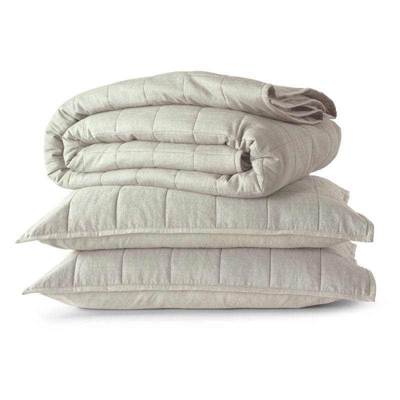 Oversized King Cotton Linen Blend Quilt Set - Bleached Linen, Allswell