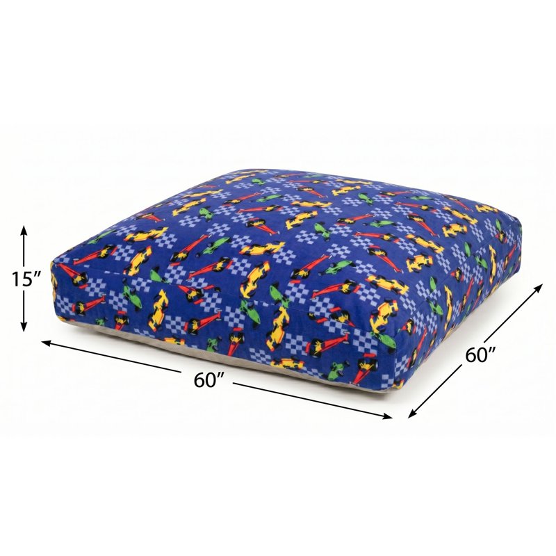 Sensory Crash Pad Mat - 60" x 60" Blue Cars, Soft Foam with Washable Cover