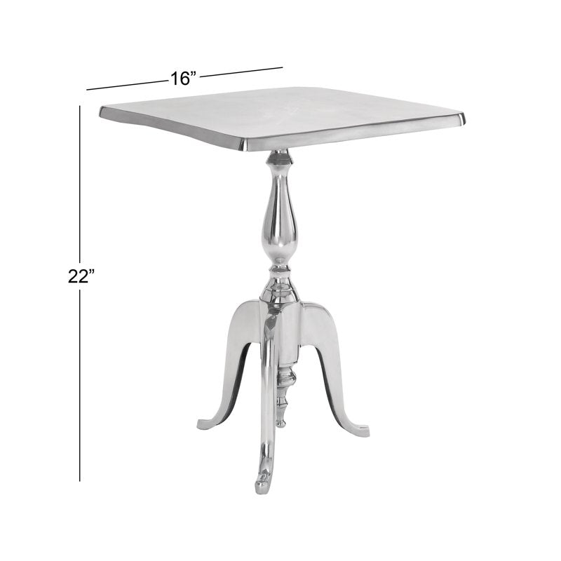 16" x 22" Silver Aluminum Accent Table - Traditional Design