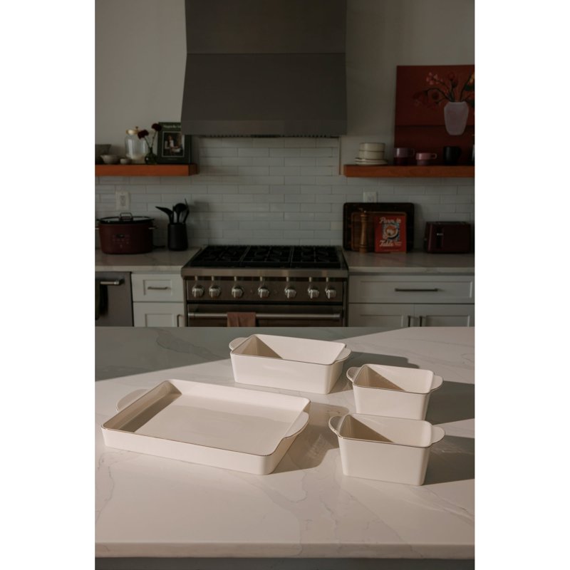 Cream Ceramic Nesting Bakeware Set - 4-Piece Kitchen Set