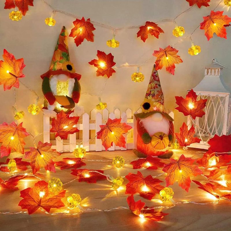 Orange 59-inch Pumpkin Garland Lights with 10 LEDs Fall Decorations Indoor Outdoor