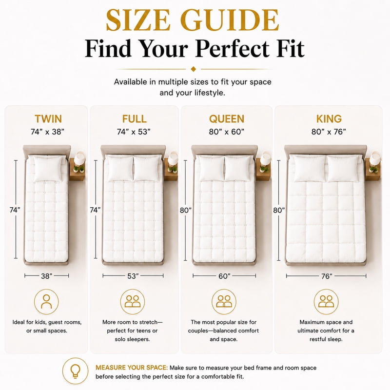 Twin Quilted Mattress Pad - Breathable, Cooling Fitted Cover, 3 Inch Thickness
