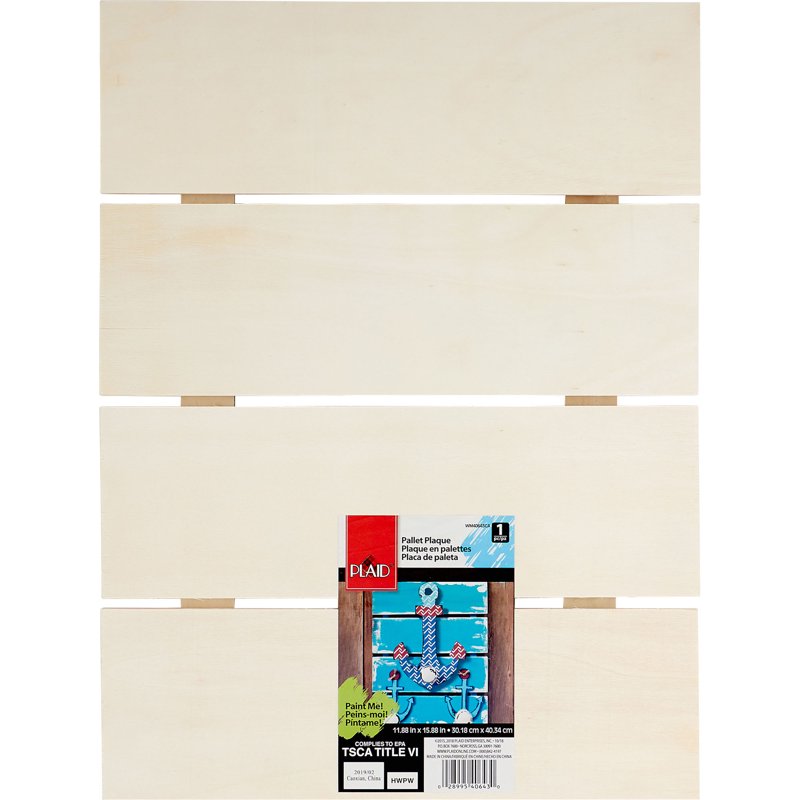(3 Pack) Unfinished Rectangle Wood Pallet Plaque - 15.9 x 11.9 Inches - Craft & Decor Surface