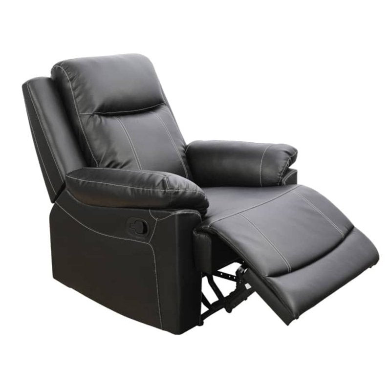 Manual Recliner Chair with Overstuffed Arms - Vegan Leather