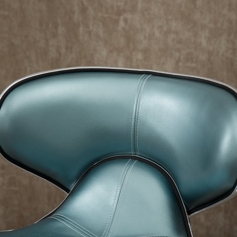 Adjustable Swivel Bar Stool Set of 2 - Cushioned Leatherette - Blue