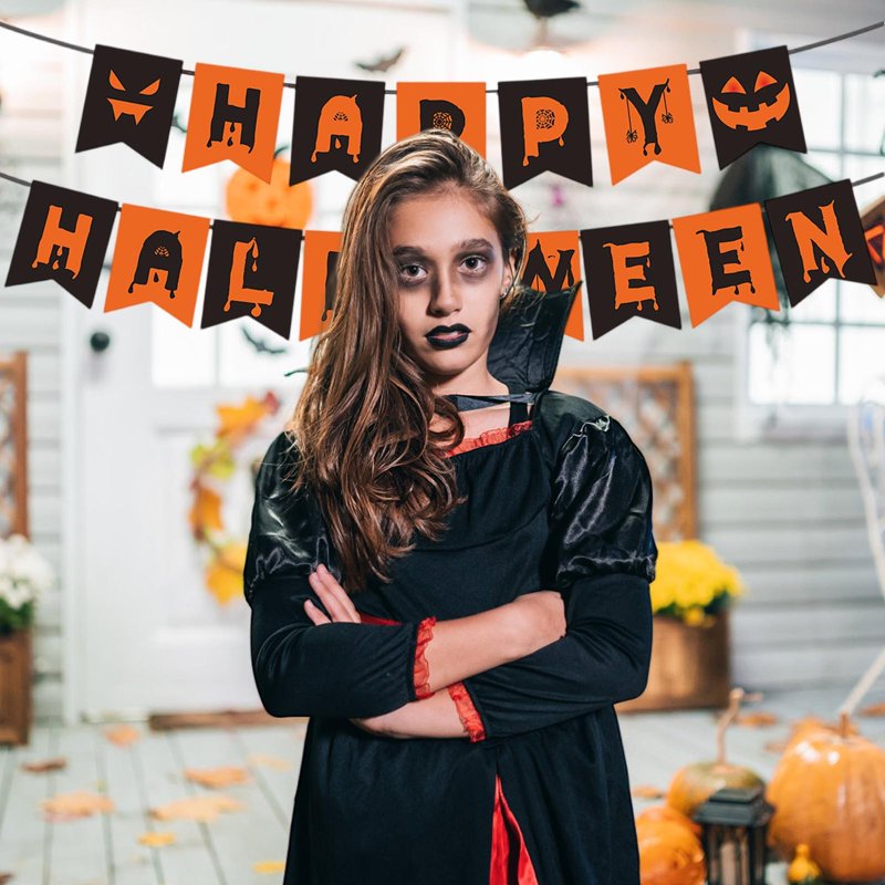 Halloween Banner with Pumpkin Sign - Outdoor Indoor Party Decorations, 2m