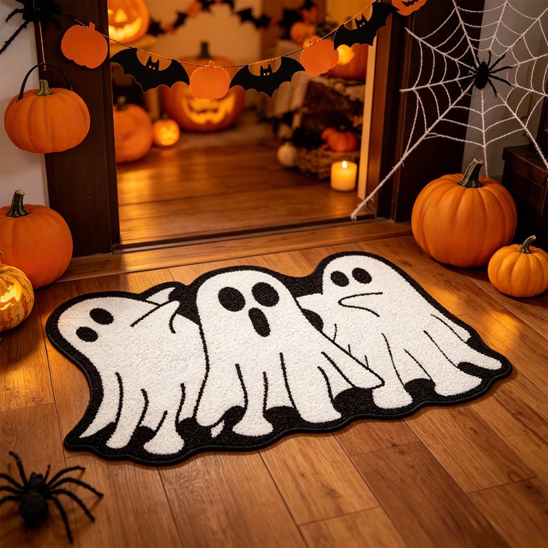 Halloween Ghost Door Mat 23.6x15.7in Plush Welcome Trick-or-Treat Indoor Rug - Variation of 44_Cute Plush Ghost Rug_23.62x15.75in_AR