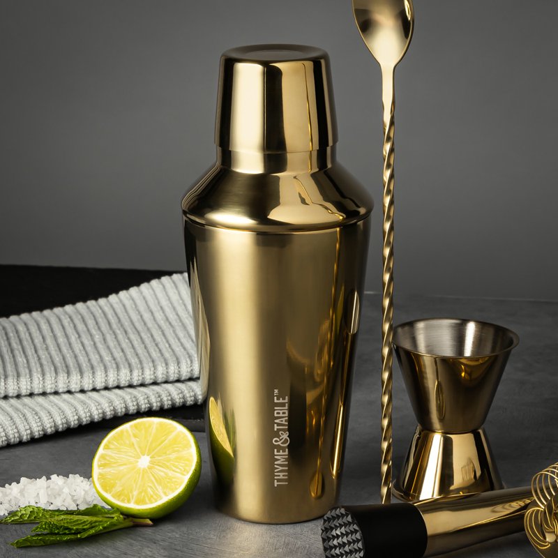 5-Piece Stainless Steel Gold Bar Tool Set for Cocktails
