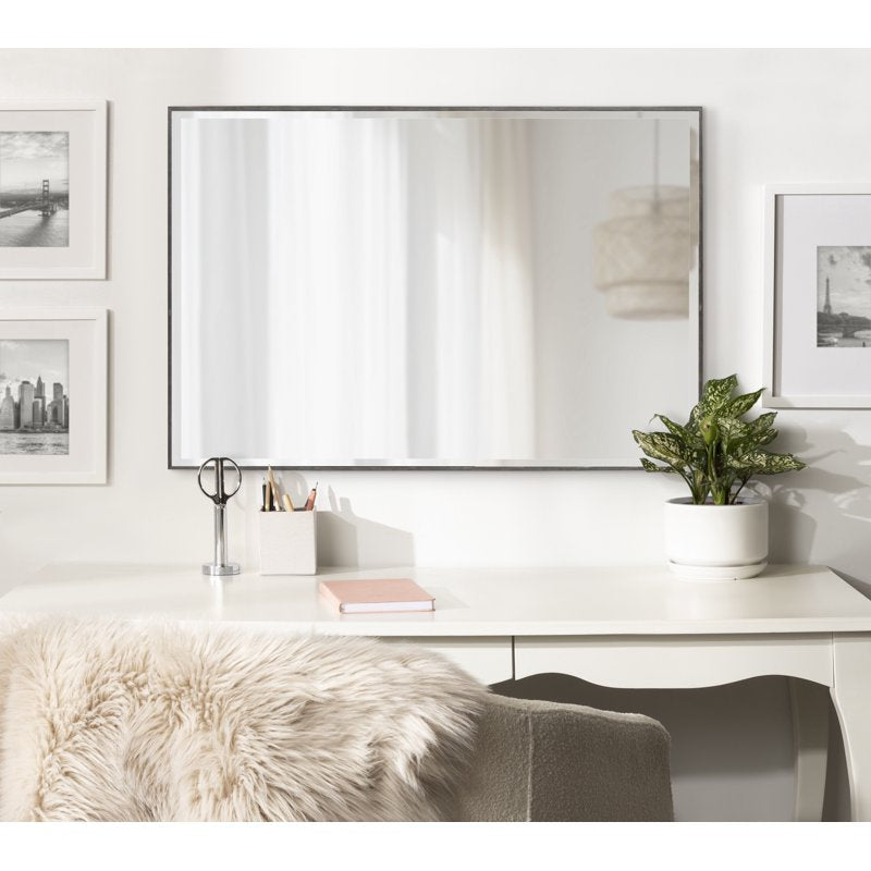 Large Rectangle Wall Mirror - 24.75x36.75 Dark Silver Modern Decor
