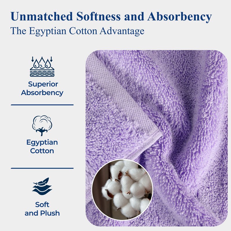 Egyptian Cotton Face Towel Set - Ultra Soft 800 GSM, Absorbent, Elegant Border
