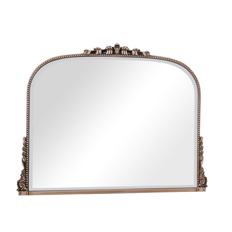 Vintage Bathroom Mirror 44x32 Inch Wall-Mounted Baroque Style Vanity Mirror - Antique Silver