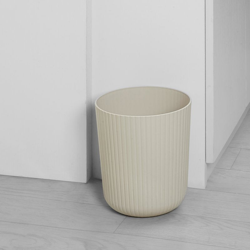 Ribbed Plastic Wastebasket - 1.64 Gallon Beige