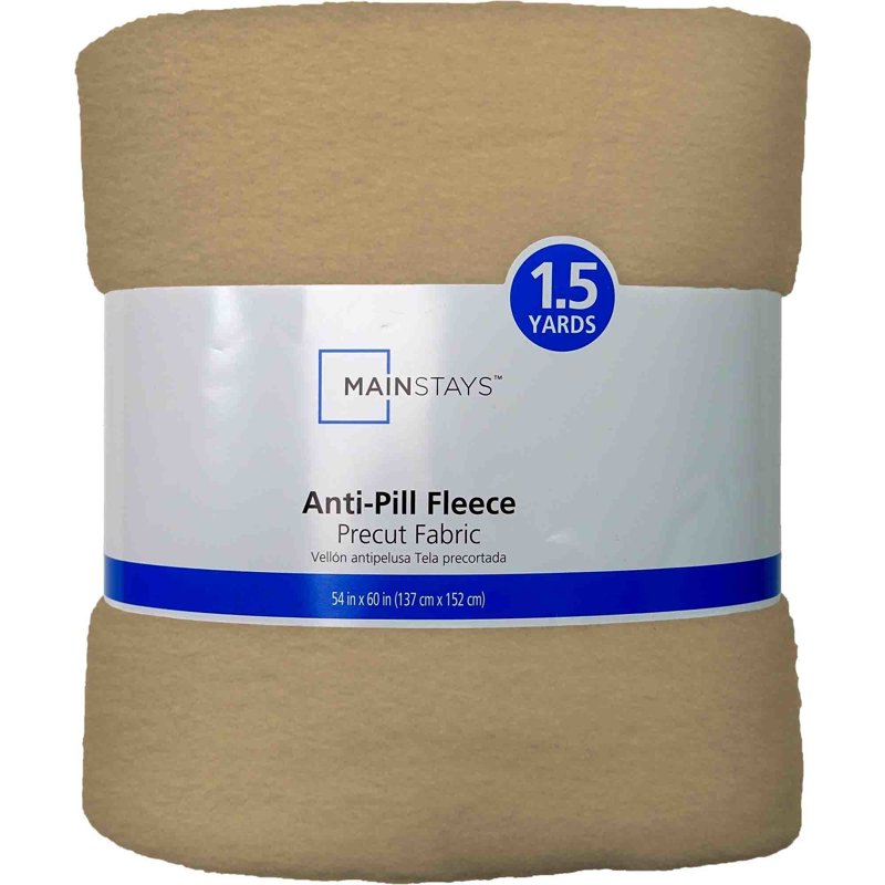 (2 Pack) Mainstays 58" x 1.5 Yards Camel Anti-Pill Fleece Fabric for Crafts