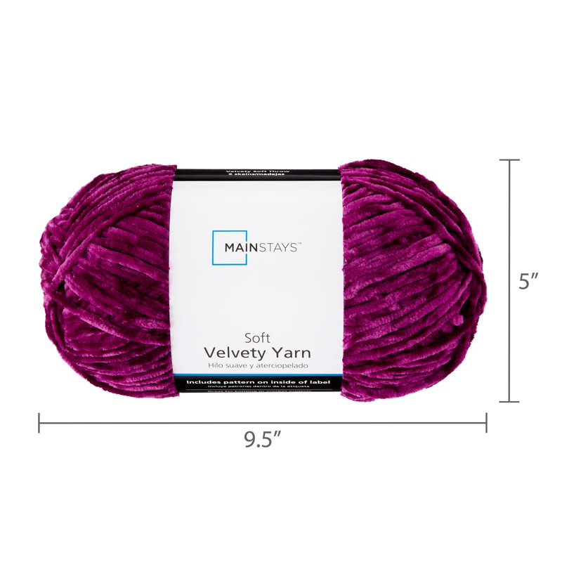 Velvety Yarn Magenta Purple 315 Yards - Soft Polyester for Knitting & Crocheting
