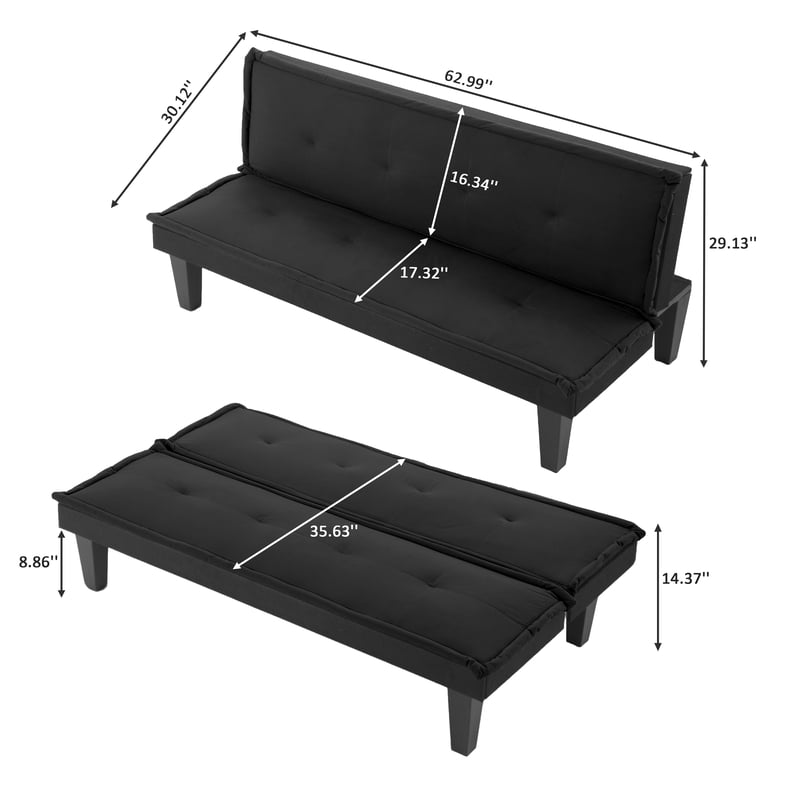 62.99" Adjustable Futon Sofa Bed - 5 Position Loveseat - Multi Colors