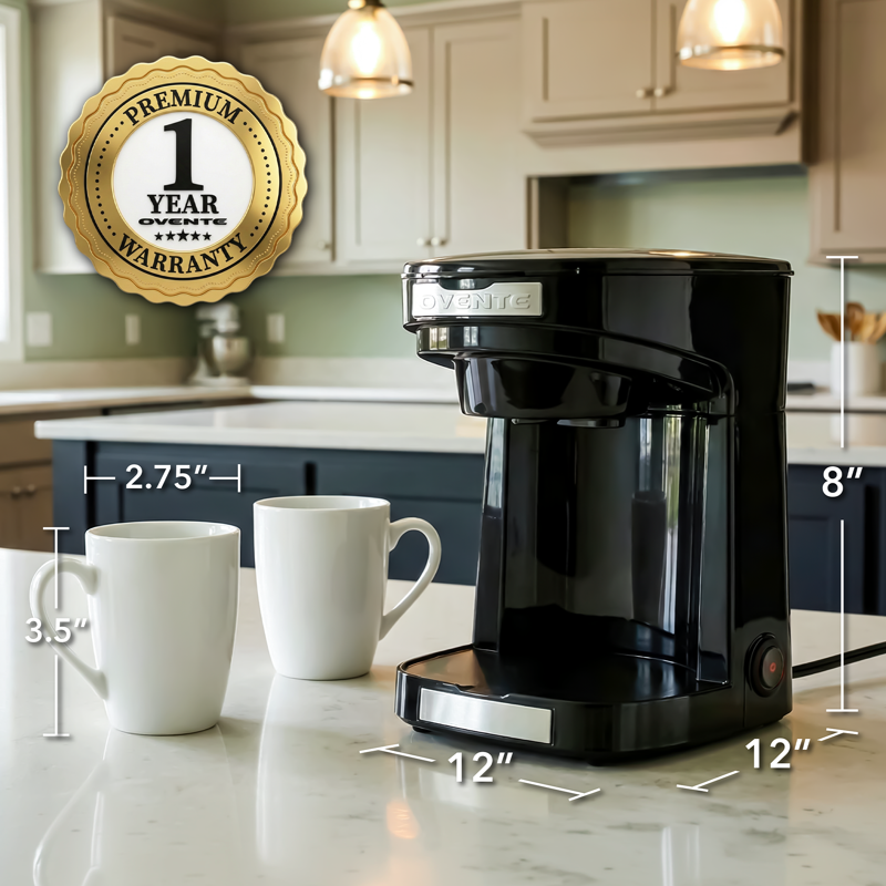 Compact Dual Drip Coffee Maker with Auto Shut-Off & Mugs