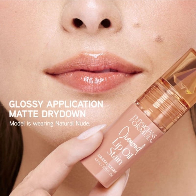 Mineral Lip Oil Stain - Long-Lasting Glossy to Matte Finish, Natural Nude