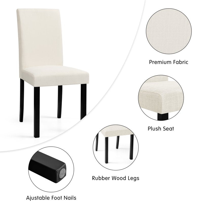Linen Upholstered Dining Chairs Set of 2 - Ivory