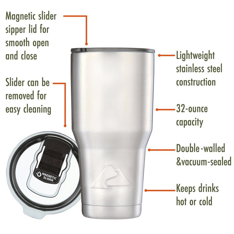 32 oz Stainless Steel Insulated Tumbler - 3 Pack, Silver