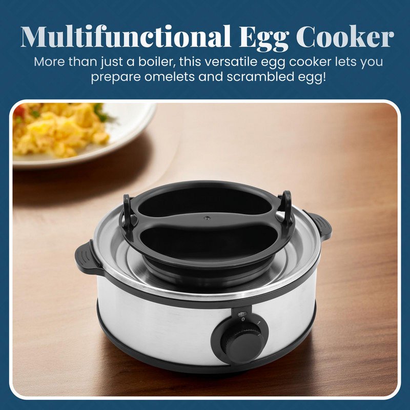 Automatic Stainless Steel Egg Cooker - 7-Egg Capacity with Poaching Tray