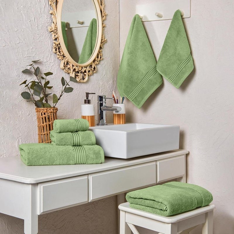 Sage 6-Piece Turkish Cotton Towel Set - Bath, Hand & Washcloths