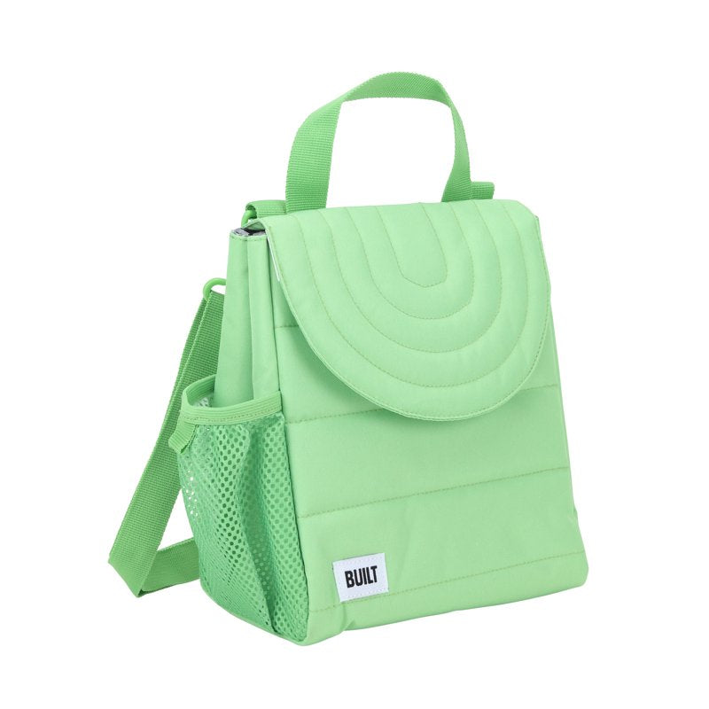 Insulated Kids Lunch Box Puffer Bag with Side Pocket - Green