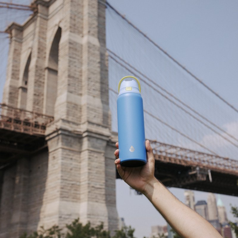 32oz Stainless Steel 2-in-1 Water Bottle with Straw & Chug Lid - Neon Blue