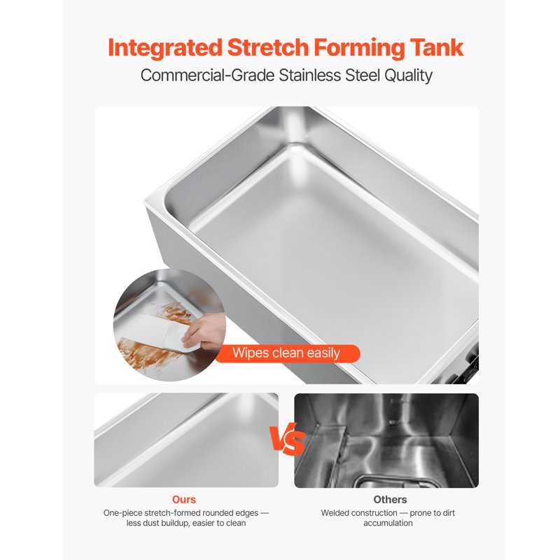 1200W Electric Stainless Steel Food Warmer - Countertop Bain Marie with 2 Pans