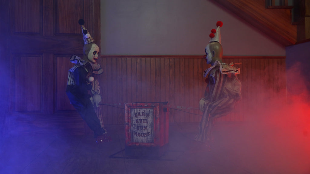 Animated Clown See Saw Prop Halloween Decoration - Creepy Carnival Scene