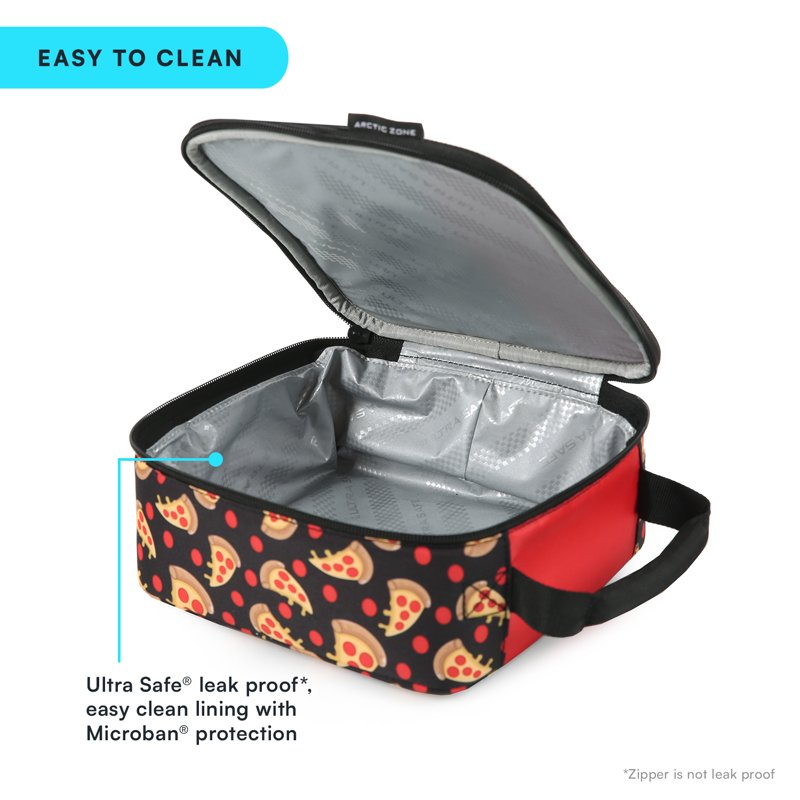 Insulated Lunch Box Combo with Food Container, Water Bottle & Ice Pack - Red Pizza