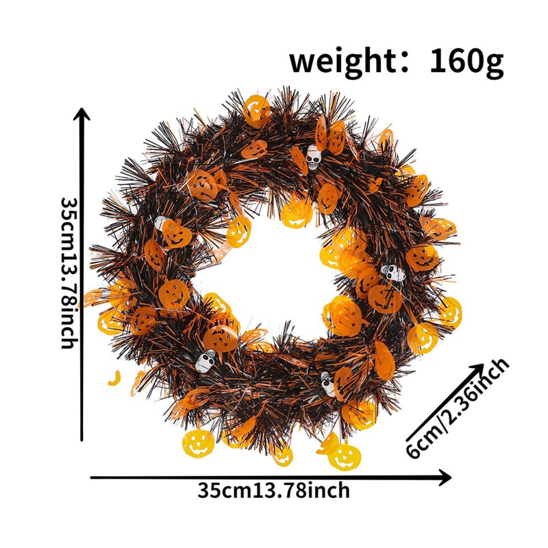 Halloween Wreath with Lights for Front Door, Fall Decor - J-9