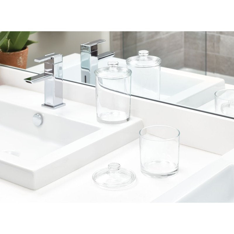 2 Pack Small Glass Vanity Jars with Lids - Bathroom Storage Organizer