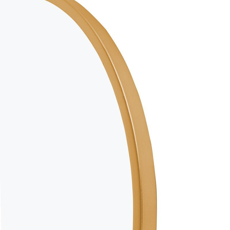 Small Gold Arched Wall Mirror 36x24 Inches - Elegant Iron Frame, Shatterproof Design