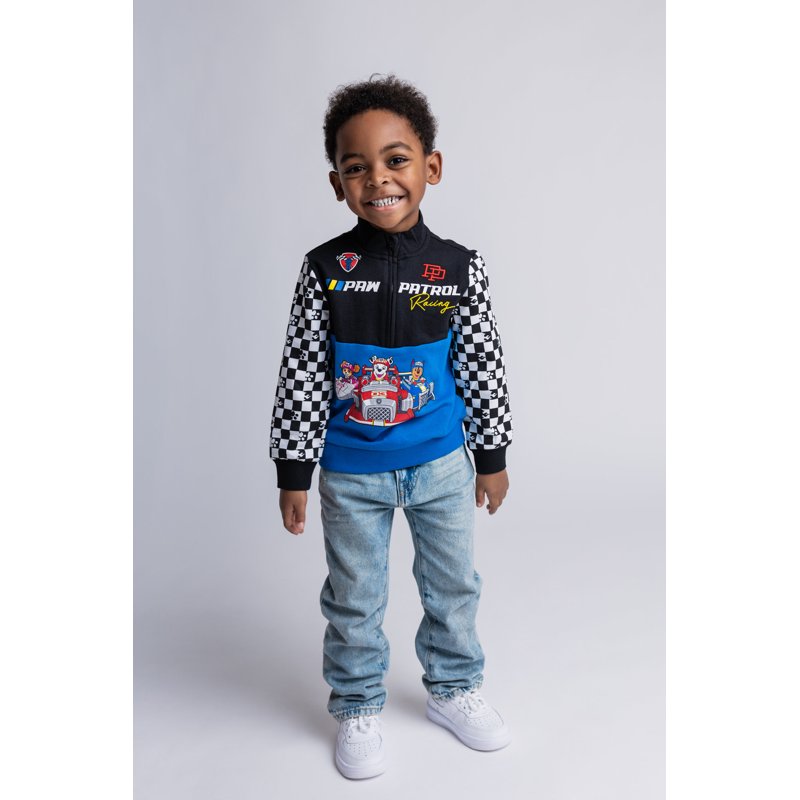 Toddler Boys Paw Patrol Skye Chase Marshall Fleece Half Zip Sweatshirt Black Blue 2T