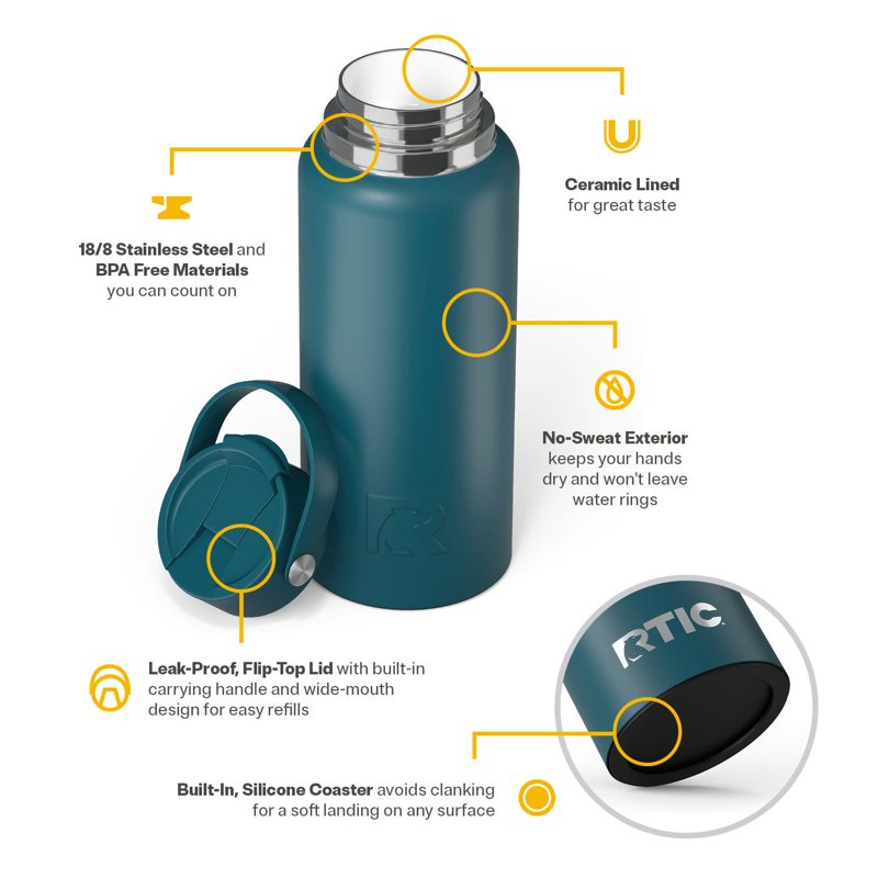 32 oz Insulated Outback Water Bottle - Marine, Ceramic Lined
