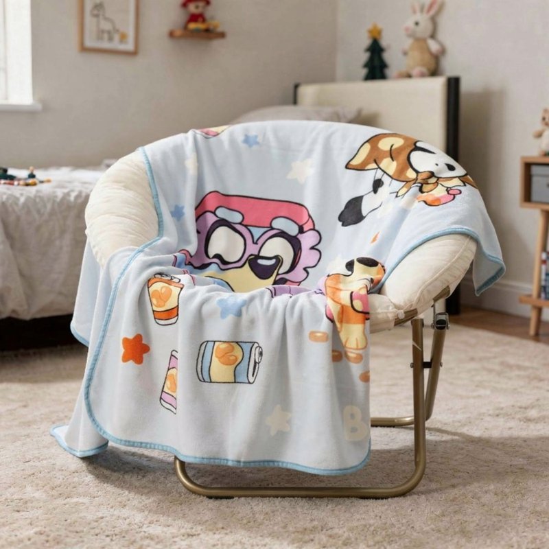 Kids Bluey Family Throw Blanket - Soft Coral Fleece, 46x60 Inches