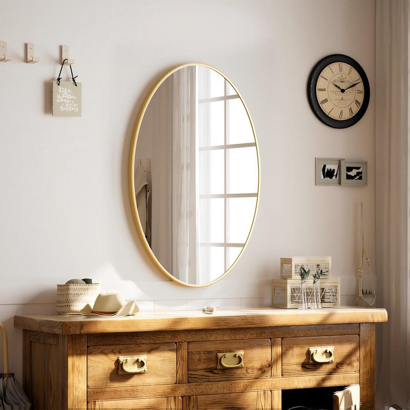 Oval Bathroom Mirror 20x28 Inches Wall Mirror Gold - Elegant & Durable