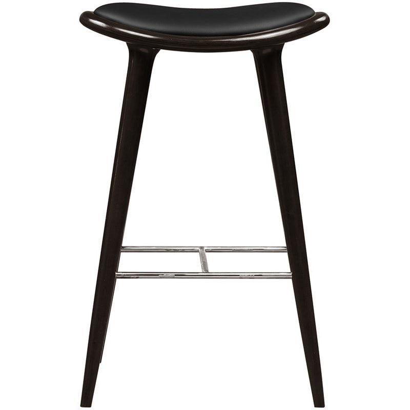 Bar Height Backless Wood Bar Stool - Cappuccino Finish - Black