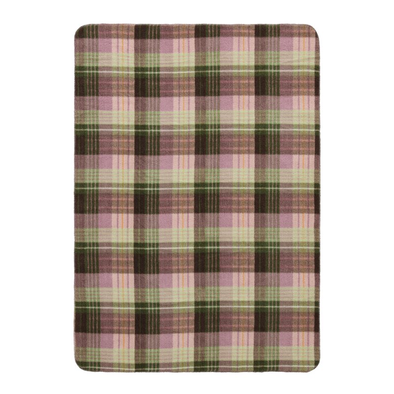 Violet Gem Plaid Faux Wool & Faux Fur Throw Blanket - 50x72 Inches, Reversible Cozy Decor