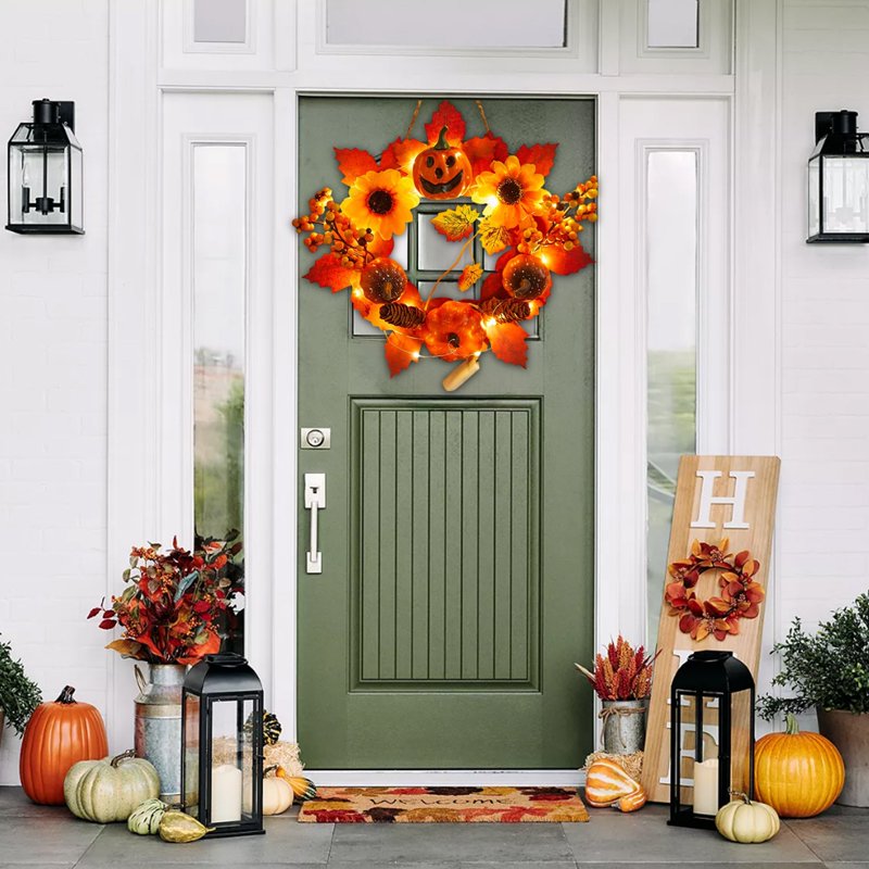 Halloween Wreath Ghost Festival Decoration - Fall Wreath for Outdoor & Indoor, Variation A