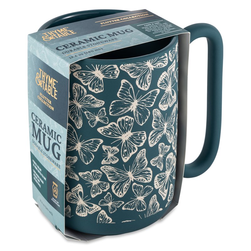 Green Butterflies Soft Touch Stoneware Mug - 19.6 fl oz
