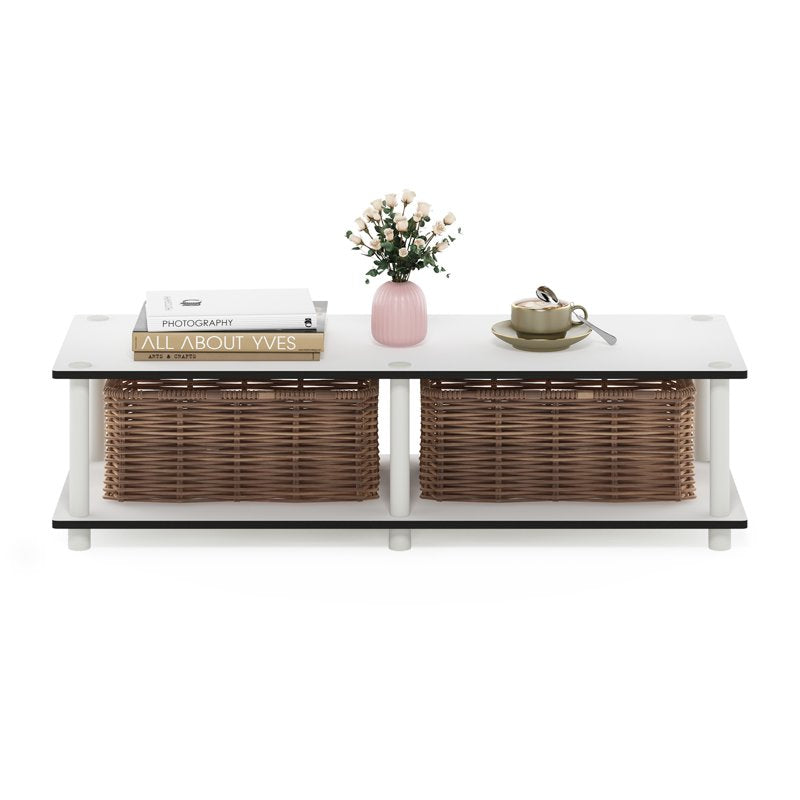 Wide TV Stand - No Tools Assembly, Plain White, 46" TV