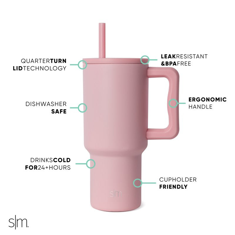 Insulated Stainless Steel Trek Tumbler with Straw Lid - Blush Pink