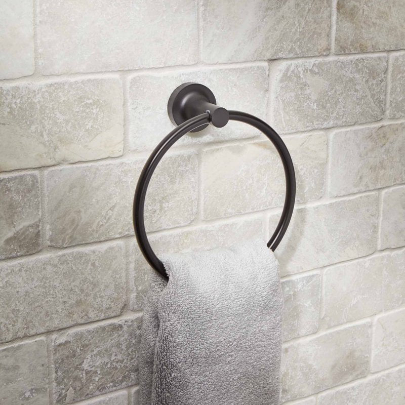 Modern Wall Mount Towel Ring - Matte Black Bathroom Accessory