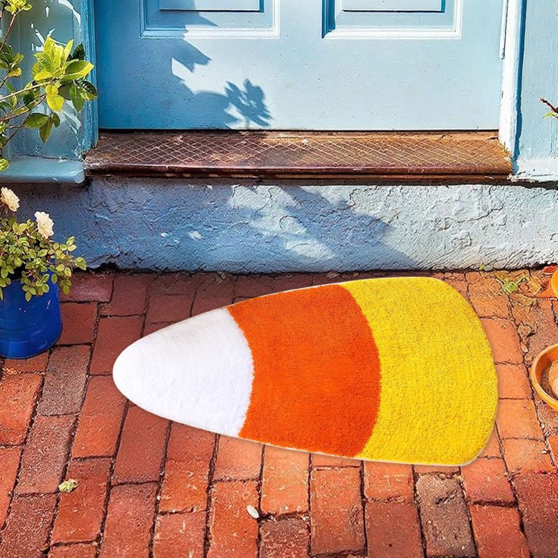 Pumpkin Shaped Welcome Mat - Non-Slip Entryway Rug for Fall & Halloween